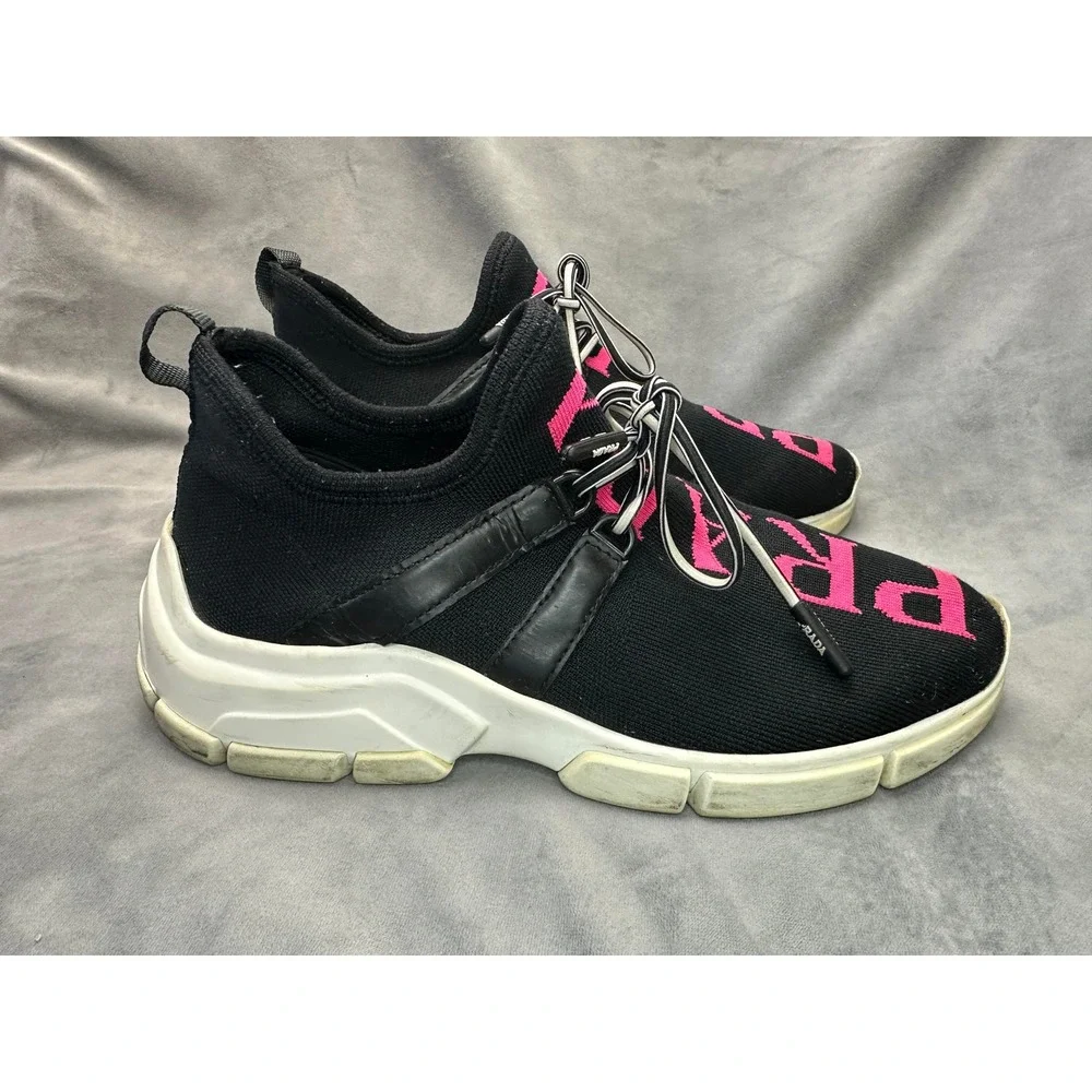 Prada Athletic Nylon Running‎ Sneakers Women US 5 EU 35 Black And Pink